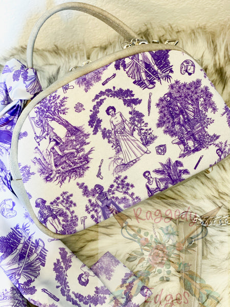 Mini Oro Rosa Quilted "Tiny Beast" Handbag, LOSW in Purple Toile, Ready to Ship