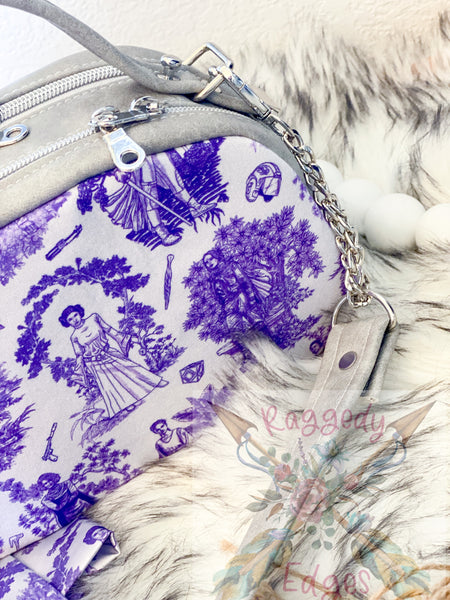 Mini Oro Rosa Quilted "Tiny Beast" Handbag, LOSW in Purple Toile, Ready to Ship