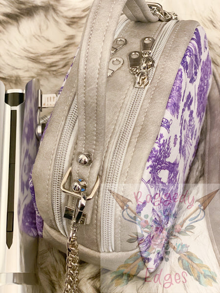 Mini Oro Rosa Quilted "Tiny Beast" Handbag, LOSW in Purple Toile, Ready to Ship