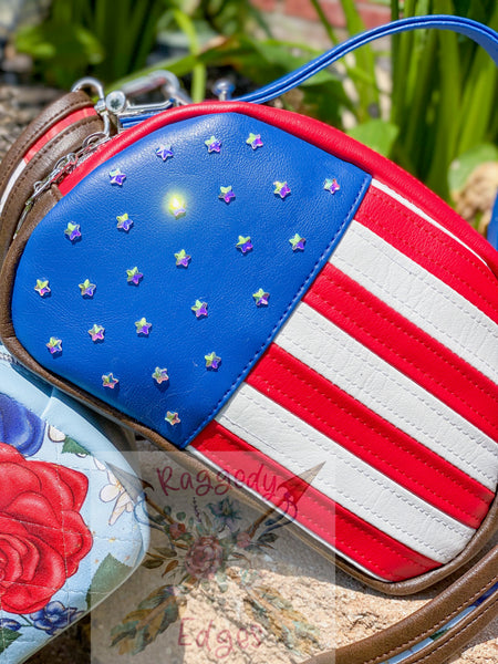 Mini Oro Rosa "Tiny Beast" Handbag, Stars and Stripes, Red, White, and Blue, Fourth of July, Ready to Ship