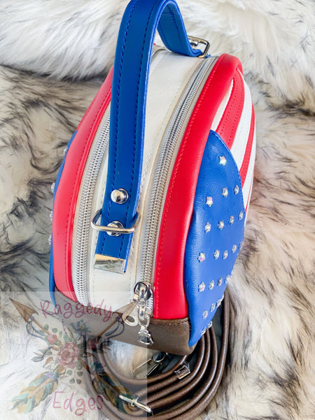 Mini Oro Rosa "Tiny Beast" Handbag, Stars and Stripes, Red, White, and Blue, Fourth of July, Ready to Ship
