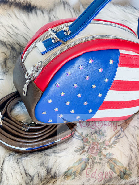 Mini Oro Rosa "Tiny Beast" Handbag, Stars and Stripes, Red, White, and Blue, Fourth of July, Ready to Ship