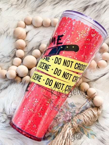 True Crime Junkie, Rhinestone Filled Starbucks Tumbler, Ready to Ship