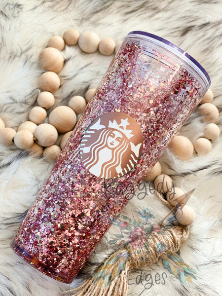 Meltdown Manager Starbucks Snow Globe Glitter Tumbler, Rose Gold, Ready to Ship