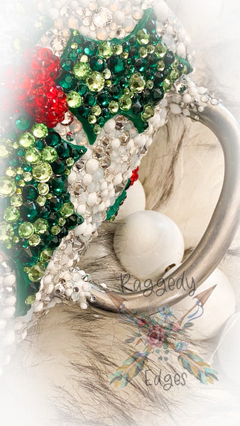 Christmas Holly, 3D Rhinestone Sculpted Christmas Tumbler
