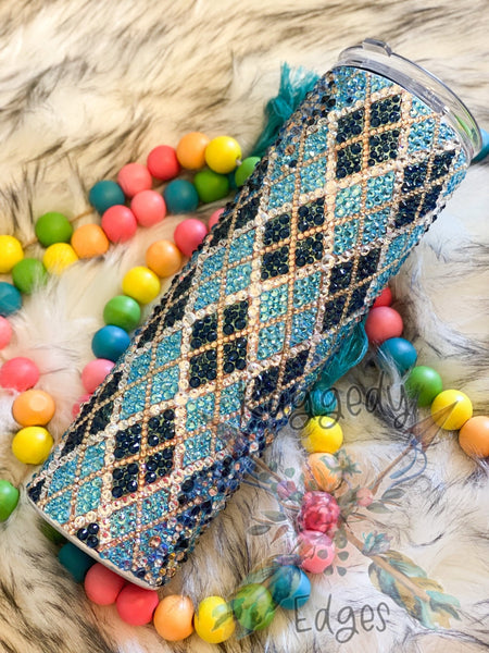 Argyle Rhinestone Tumbler - Raggedy Edges