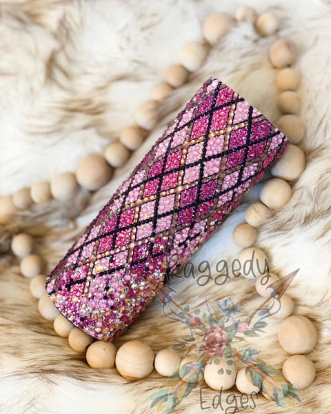 Argyle Rhinestone Tumbler - Raggedy Edges