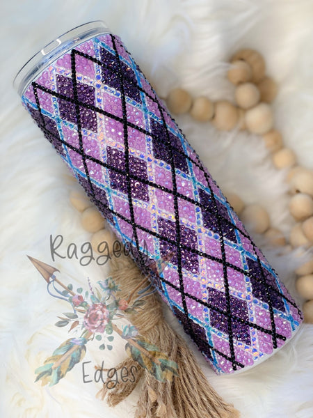 Argyle Rhinestone Tumbler - Raggedy Edges