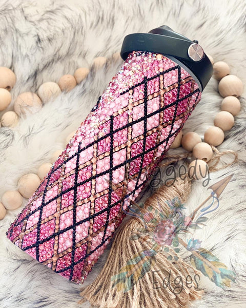 Argyle Rhinestone Tumbler - Raggedy Edges