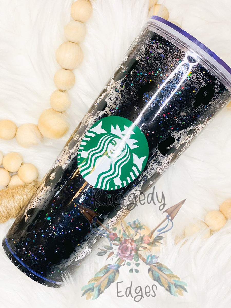 Rose Gold Leopard Print Starbucks Snow Globe Glitter Tumbler, Cheetah