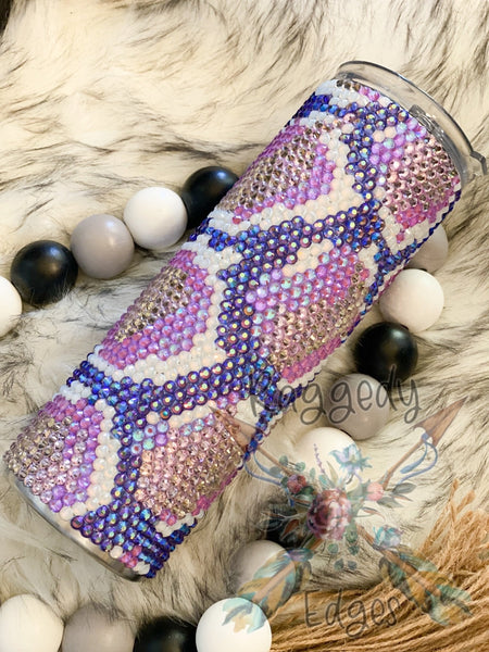 Snake Skin, Lavender, Rhinestone Tumbler, Ready to Ship