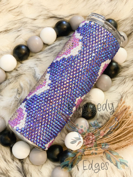 Snake Skin, Lavender, Rhinestone Tumbler, Ready to Ship