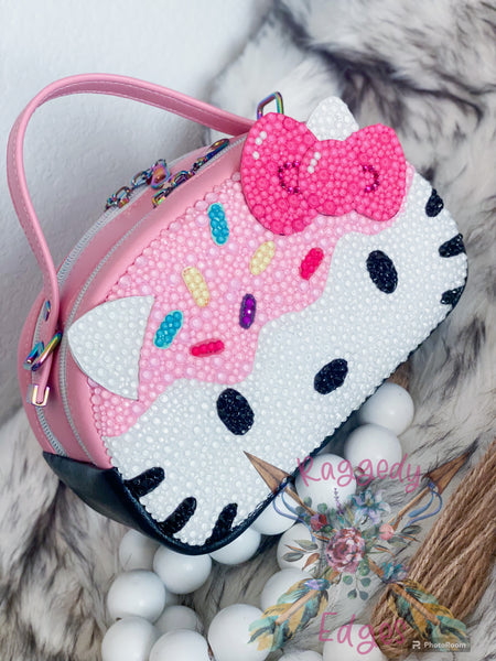 Mini Oro Rosa "Tiny Beast" Handbag, Rhinestone Accent Hello Kitty