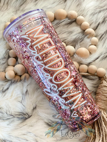 Meltdown Manager Starbucks Snow Globe Glitter Tumbler, Rose Gold, Ready to Ship