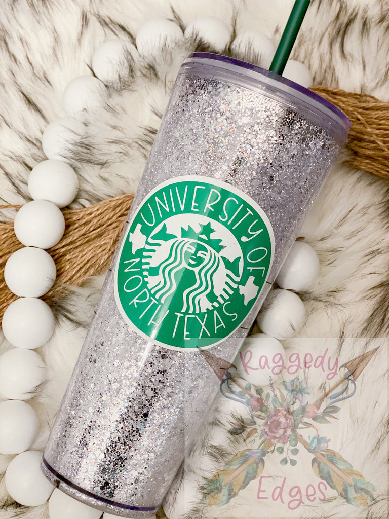 STARBUCKS Rose Gold Pink Glitter Stainless Steel Tumbler Cold Cup Green  Straw