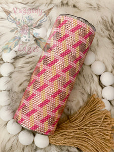 Pink Lemonade Lattice Rhinestone Tumbler, Ready to Ship