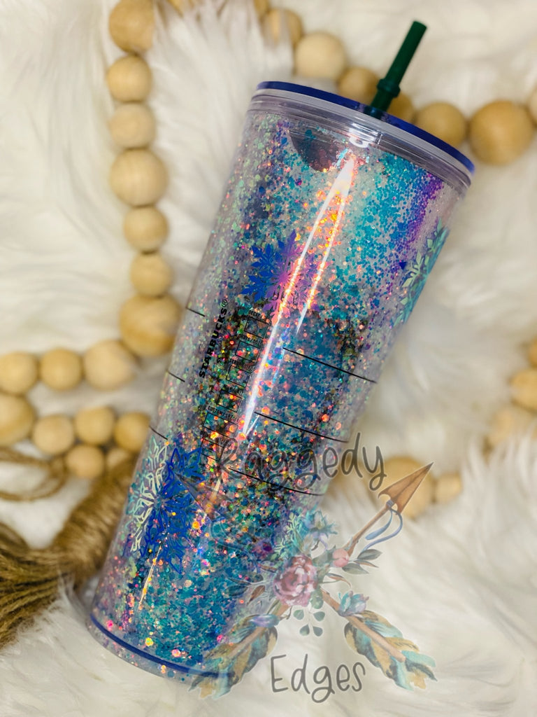 Starbucks Holiday Hot Cold Cup 16oz Green Sparkle Glitter Tumbler