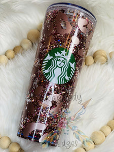 Rose Gold Leopard Print Starbucks Snow Globe Glitter Tumbler